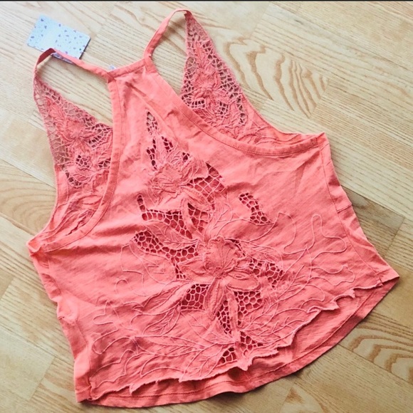 Free People Tops - Free People Racerback Cotton Crochet Crop Top